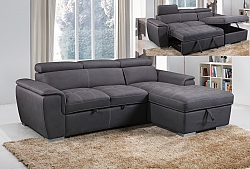 סלון מערכת ישיבה פינתית מבד דגם קוברה נפתח למיטה+ארגז מצעים