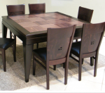 שולחן פינת אוכל + 6 כיסאות מעץ מייפל מלא בשילוב אגוז אפריקאי