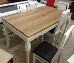 שולחן פינת אוכל + 6 כיסאות דגם לואי 19 מעץ אלון מבוקע  בשילוב אפוקסי