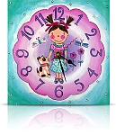 שעון קיר ילדה עם כלב שעון קיר ילדה עם כלב