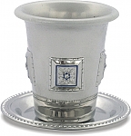 גביע קידוש ניקל מגן דוד ועלה ללא רגל 8.5 ס"מ