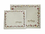 סט טלית תפילין "לנטוני" עם רקמה פרחונית  מסביב 36x29 ס"מ
