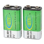 סוללה נטענת BTY 9V 300MAH