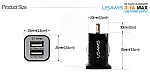 מטען אוניברסאלי usb כפול  דגם usmas לרכב